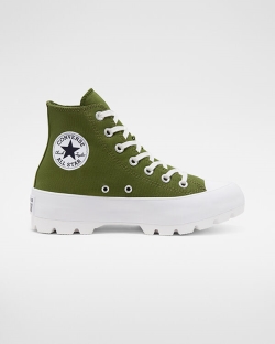 Zapatillas Altas Converse Lugged Seasonal Color Chuck Taylor All Star Para Mujer - Verde/Blancas | S